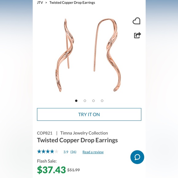 Twisted Copper Drop Earrings - Picture 2 of 6